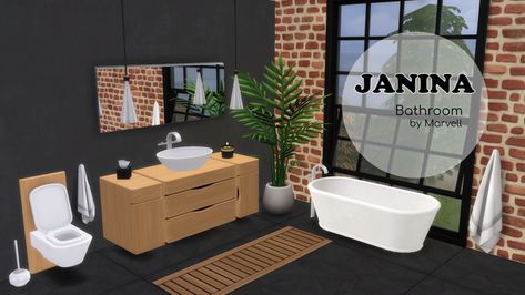 Janina Bathroom | Maxis Match CC World on Patreon Sims 4 Cc Bathroom Counter, Japanese Bathroom, Maxis Match Cc, Vanity Counter, Cc Furniture, Sims 4 Mm Cc, House Items, Packing Clothes, Sims Building