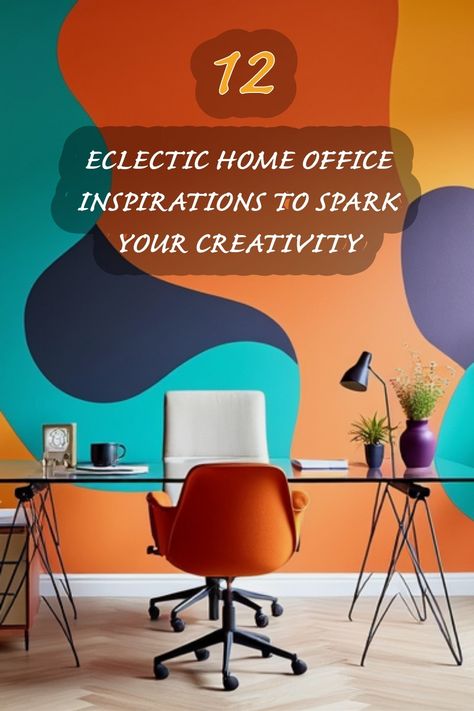 I love how this vibrant home office showcases the power of color and creativity. The bold wall art and stylish furnishings create an energizing workspace that inspires productivity. From the cheerful orange chair to the sleek glass desk, every detail invites creativity and comfort. Discover more eclectic ideas to transform your own home office into a creative haven! Eclectic Office Space, Eclectic Home Office, Eclectic Office, Japandi Dining Room, Eclectic Design Style, Japandi Dining, Organic Modern Kitchen, Unique Workspace, Bold Wall Art