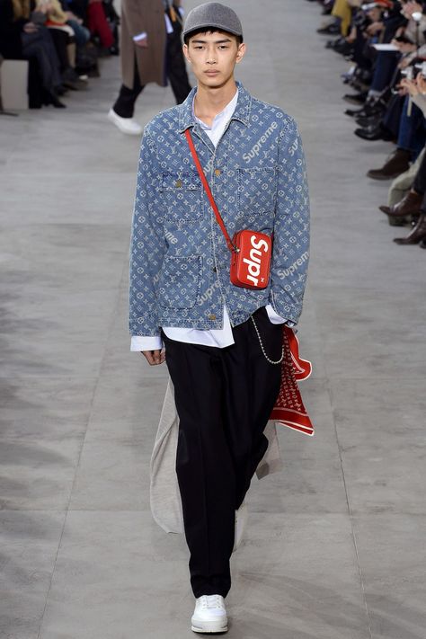 Supreme x Louis Vuitton SS17 Men Runway, Louis Vuitton Supreme, 2010s Fashion, Clothing Design, Louis Vuitton Men, Fall 2017, Vogue Paris, Mens Street Style, Louis Vuitton Handbags