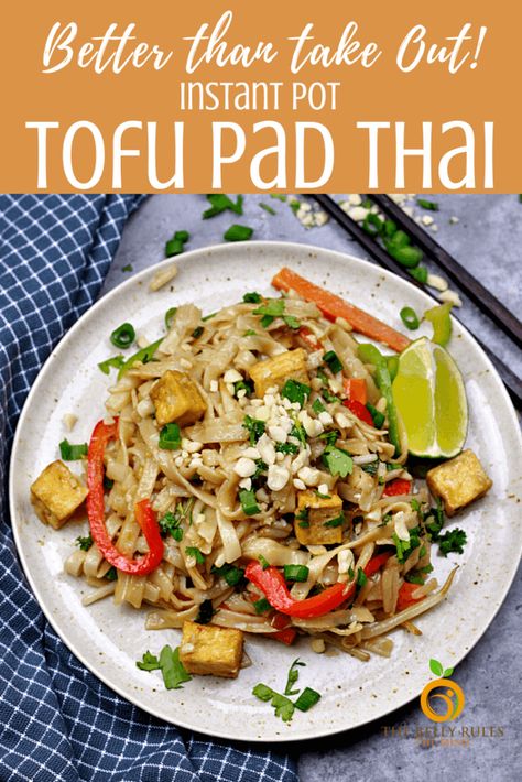 Vegan tofu pad Thai is a quick, tasty version of everyone’s favorite takeout dish. This recipe features rice noodles in a slightly sweet and spicy sauce. This wholesome dish packs tons of flavor, for a dinner you and your family will love. Make this yummy plant based recipe the next time you have a craving for takeout! Instant Pot Video Recipe + Stove Top Recipe. Pad Thai Instant Pot, Thai Instant Pot, Tofu Pad Thai, Vegan Pad Thai, Plant Based Recipe, Instant Pot Recipes Vegetarian, Vegan Instant Pot Recipes, Pot Noodle, Pad Thai Noodles