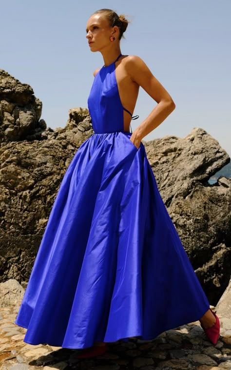 Silk Ball Gown By New Arrivals | Moda Operandi Silk Ball Gown, Bright Summer Dresses, Column Skirt, Resort 2023, Gown Inspiration, 2023 Collection, Dress Inspo, Mode Vintage, Blue Dress