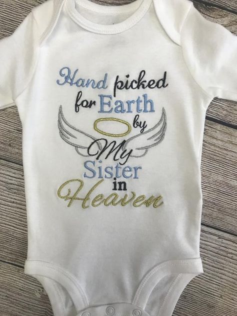 My Sister In Heaven, Sister In Heaven, Baby Basket, Diy Baby Clothes, Embroidered Bodysuit, Baby Baskets, Take Home Outfit, Family Memories