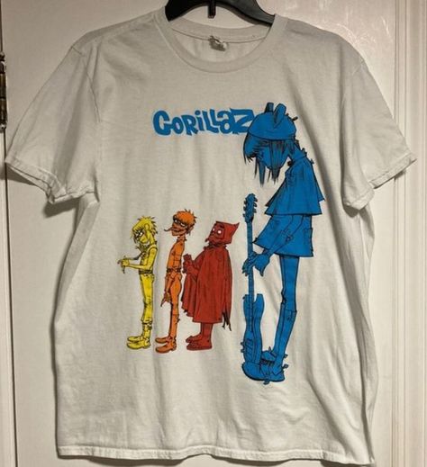 Vintage Gorillaz Band Tee   Retro Music T Shirt  Shirt Outfit Idea Easy 30 day return policy Gorillaz Shirt Aesthetic, Gorrilaz Shirt, Gorillaz Fashion, Gorillaz Merch, Gorillaz Shirt, Gorillaz Band, Silly Clothes, Music T Shirt, Band Merch