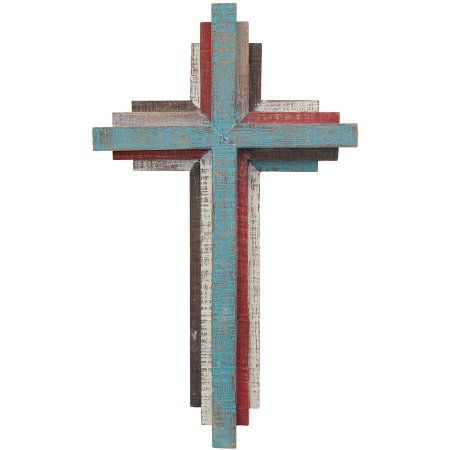 14" 3D Multicolor Wooden Wall Cross Rustic Wood Cross, Wood Wall Cross, Cross Wall Art, Rustic Cross, Unique Gallery Wall, Wooden Crosses, Wood Wall Sculpture, Cross Crafts, Cross Wall