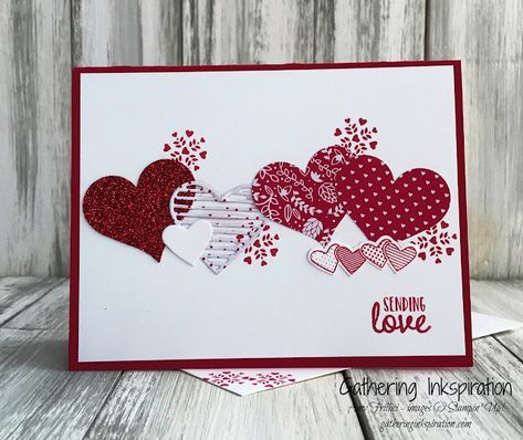 Stampin Up Valentine Cards, Valentine Heart Card, Banana Blossom, Valentine Cards Handmade, Sending Love, Love Stamps, Red Card, Whisper White, Wedding Tattoos