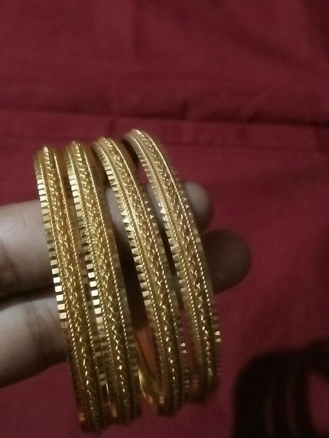 4 Bangles Set Gold Designs, 4 Bangles Set Gold, Bangles Collection, Rs 200, Simple Gold Earrings, Jewelry Photography Styling, Gold Bangle Set, Gold Necklace Indian, Bangles Gold