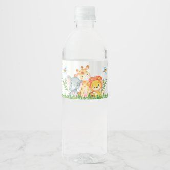 Cute Jungle Animals Greenery Baby Shower Water Bottle Label | Zazzle.com Water Bottle Labels Baby Shower, Baby Shower Water Bottles, Jungle Baby Shower Theme, Baby Shower Invitaciones, Water Bottle Label, Safari Jungle, Jungle Baby Shower, Baby Shower Party Supplies, Kids Party Supplies