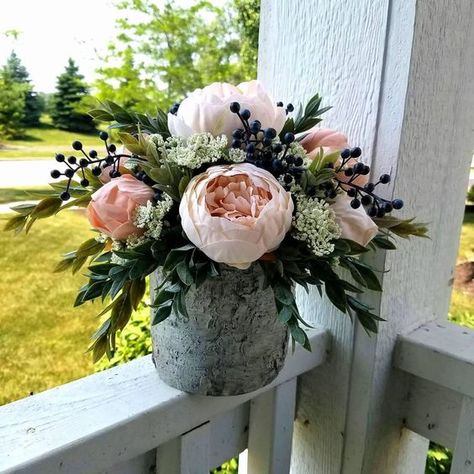 Birch Vase, Bush Wedding, Peach Peonies, Spring Flower Arrangements, Spring Arrangements, Spring Floral Arrangements, Flower Vase Arrangements, Faux Flower Arrangements, Flower Arrangements Simple