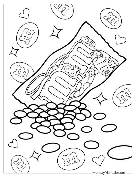 Cool Printables, Cutesy Coloring Pages, Easy Colourful Drawing, M Coloring Pages, Candy Coloring Pages, Food Coloring Pages, Coloring Pages Inspirational, Kids Coloring Pages, Colouring Sheets