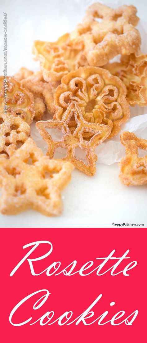 Rosette Cookies Rosettes Cookie Recipe, Rosette Recipe, Rosette Cookies, Dessert Simple, Great Desserts, Best Dessert Recipes, Oatmeal Cookies, Easy Cookies, Beignets