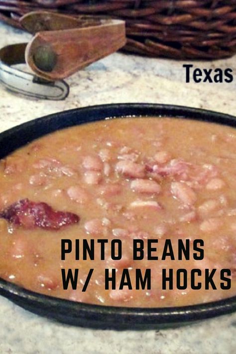 Make these Texas Inspired Pinto Beans with Ham Hocks like your granny made!  #PintoBeans #TexasBeans #TexasPintoBeans #BeansHamHocks #HamHocks #HamHockRecipe #MyTurnforUs Frozen Greens Recipe Soul Food, Pintobeans Beans Recipes, Pinto Beans With Ham Bone, Ham Hock And Beans In Crockpot, Crockpot Ham Hock And Beans, Ham And Pinto Beans Crockpot Recipes, Pinto Beans Stove Top, Red Beans And Rice Recipe With Ham Hock, Ham Hocks