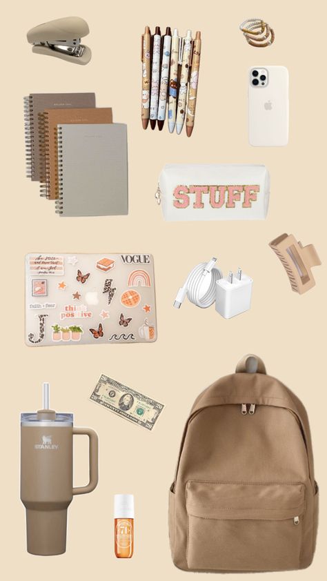 The "stuff" pouch is an emergency kit , not a pencil pouch Faith > Fear, School Bag Essentials, Bag Essentials, Emergency Kit, A Pencil, Essential Bag, Pencil Pouch, School Bag, Back To School