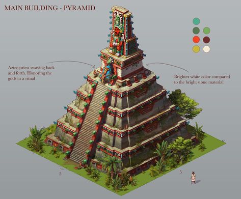 ArtStation - Aztec outpost, Gustav Nordgren Aztec Structures, Aztec Palace, Minecraft Aztec, Maya Architecture, Mesoamerican Architecture, Aztec Architecture, Aztec City, Mayan Architecture, Aztec Temple