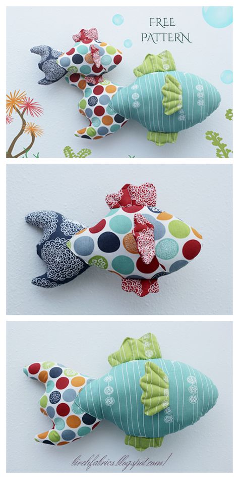 DIY Fabric Toy Fish Free Sewing Patterns | Fabric Art DIY Fabric Art Diy, Toy Fish, Fish Pillow, Fabric Fish, Soft Toy Patterns, Fabric Sewing Patterns, Animal Sewing Patterns, Patterns Fabric, Free Sewing Patterns