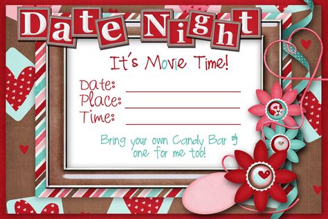 printable Date Night invitation...SO cute!! Date Invitation Boyfriend, Date Night Invitation, Valentine Party Invitations, Date Night Movies, Movie Night Invitations, Movie Invitation, Date Night Ideas For Married Couples, Valentine Invitations, Creative Date Night Ideas