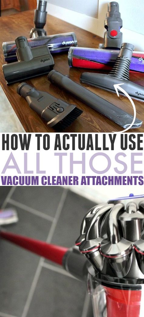 How to Actually use all Those Vacuum Cleaner Attachments! - The Creek Line House Dyson Accessories Storage, Vacuum Attachment Storage Ideas, Dyson Vacuum Storage Ideas, Vacuum Tips, Vacuum Hacks, Vacuum Cleaner Storage, Dyson Cordless Vacuum, Dyson Cordless, Dyson Vacuum Cleaner