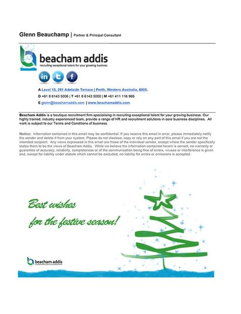 Christmas themed email signature (suit Gmail) for Beacham Addis Pty Ltd by elle_na Christmas Email Signature, Christmas Email, Christmas Mail, Signature Ideas, Custom Icons, Button Design, Seasons Greetings, Grow Business, Christmas Themes