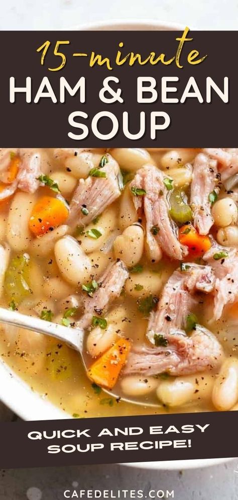 Ham And Bean Soup Using Canned Beans, White Bean And Potato Soup With Ham, Ham Beens 15 Bean Soup, Easy Ham Bean Soup Recipes, Ham And Bean Soup Without Ham Bone, Navy Beans And Ham Soup, Ham Bean Soup Stove Top, Healthy Ham And Bean Soup, Bean Soup With Ham Bone And Canned Beans