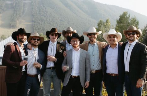 Cowboy Wedding Attire For Guests, Dress And Cowboy Boots Outfit Wedding Guest, Western Wedding Rehearsal Outfit, Elevated Cowboy Wedding, Western Chic Rehearsal Dinner, Western Rehearsal Dinner Outfit, Western Wedding Guest Attire, Western Wedding Outfits Guest Men, Mountain Chic Wedding Guest Attire