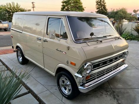 Ford Custom Van, Custom Vans For Sale, Ford Econoline Van, Vans Painted, Dana Point California, Econoline Van, Old School Vans, Beach Cars, Chevy Van