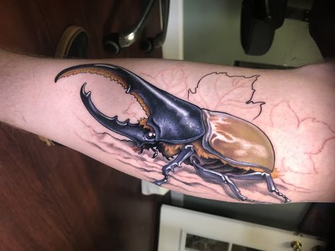 Beetle Tattoo Meaning, Rhinoceros Beetle Tattoo, Hercules Beetle Tattoo, Rhino Beetle Tattoo, Bug Tattoo Sleeve, Japanese Rhinoceros Beetle, Rhinoceros Beetle, Rhino Beetle, Hercules Beetle