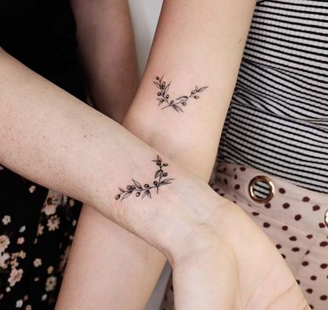 Cute Best Friend Tattoos, Matching Bff Tattoos, Olive Branch Tattoo, Matching Friend Tattoos, Tattoo Placements, Matching Best Friend Tattoos, Branch Tattoo, Bff Tattoos, Friendship Tattoos