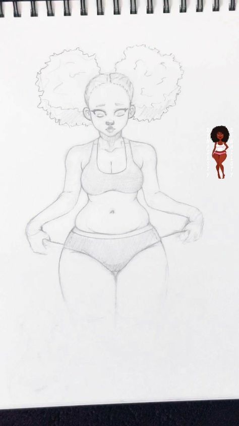 Body Drawing Curvy, Thick Body Sketch, Chubby Girl Art Reference, Baddie Drawings Pencil, Chubby Girl Drawing Reference, How To Draw Chubby Bodies, Chubby Body Drawing, Curvy Girl Cartoon, Curvy Girl Drawing