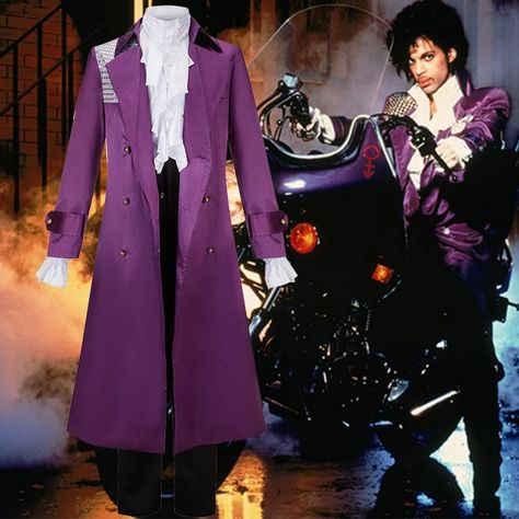 Prince Costume Purple Rain, Purple Rain Outfit, Anime Concert, Rain Costume, Purple Rain Coat, Prince Cosplay, Purple Rain Prince, Outfits Purple, Prince Concert