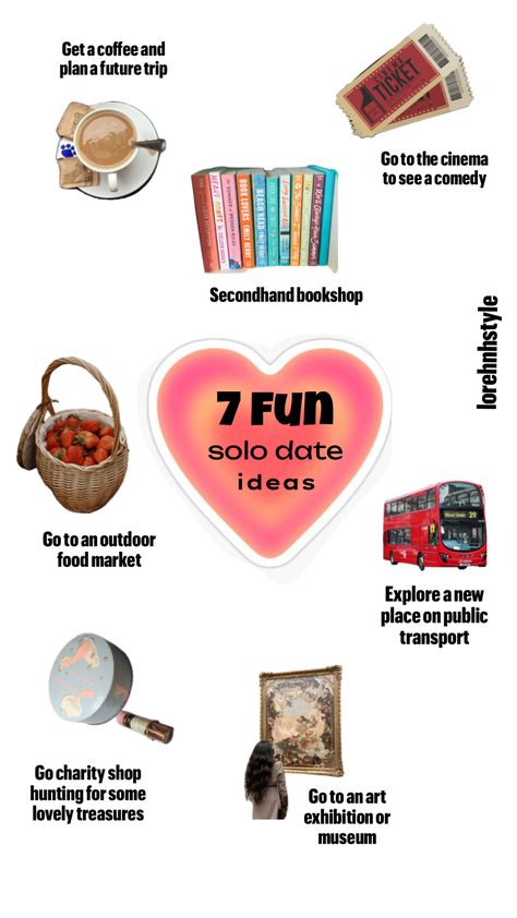 solo date idea, solo date inspo, self care activities Date Inspo, Solo Date Ideas, Secondhand Bookshop, Solo Date, Go To The Cinema, Date Idea, Cinema Ticket, Cute Date Ideas, Vintage Black Glamour