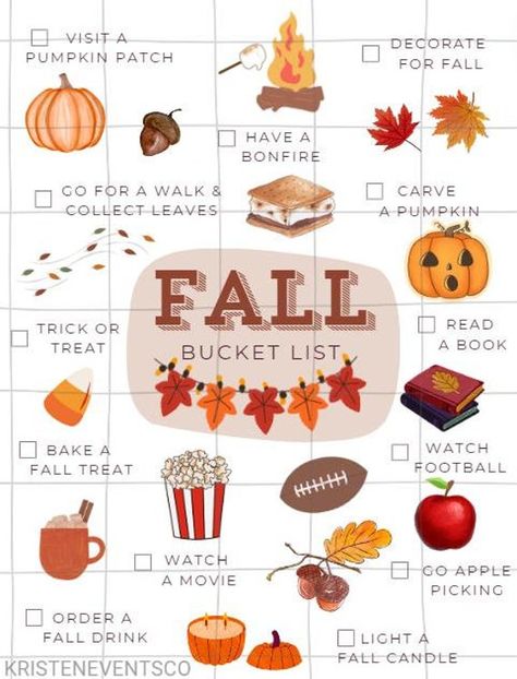 Embrace the fun this fall with this printable fall bucket list! This is a digital download for you to print and check off festive activities to make the most of the season, from pumpkin picking to cozy movie nights. Perfect for families, couples, or individuals looking to capture the magic of fall! Download includes: * A thoughtfully curated list of fall activities (watermark removed!) * A high-quality PDF file that can be printed at home or used digitally * Instant access after purchases, no shipping required  How it works: 1. Purchase the item. 2. Download the file instantly after your payment is confirmed. 3. Print and start checking off your fall adventures! Note: This is a digital product. The file is not editable and is for personal use only. You will receive a ready-to-print PDF; no No Spend Activities August, Fall Family Activities Bucket Lists, At Home Activities For Adults, Thanksgiving Bucket List, Fall Activities For Adults, Cozy Activities, Festive Activities, Herbst Bucket List, Fall Mood Board