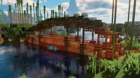 Minecraft wooden bridge Idea #minecraft #idea #mc Minecraft Bridge Arch, Minecraft Wooden Bridge, Minecraft Long Bridge, Minecraft Bridge Ideas Long, Craft Houses, Minecraft Idea, Minecraft Inspiration, Wooden Arch, Arch Bridge