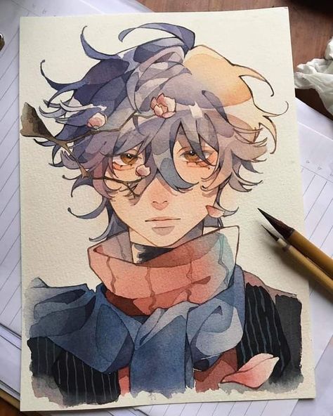 Manga Watercolor, 수채화 그림, Arte Sketchbook, Wow Art, Anime Drawings Tutorials, Art Anime, Art Reference Photos, Cartoon Art Styles, 그림 그리기