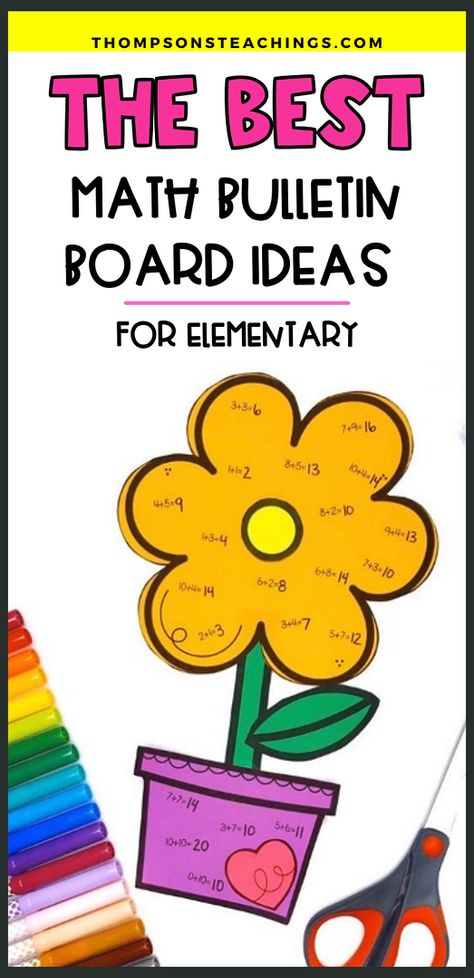 Check out these fun grade 1 and 2 math bulletin board ideas that are also math projects for elementary kids. In this blog post we share several math bulletin board and craft ideas to keep learning fun! Use the craft as a center, whole class activity, a way to review, and teach a new skill and then display it for all to see. Check out our different math bulletin board ideas here today! Elementary Math Bulletin Boards, Math Bulletin Boards Elementary, Elementary Bulletin Boards, Holiday Bulletin Boards, Math Bulletin Boards, Easy Math, Class Activity, Spring Math, Math Blocks