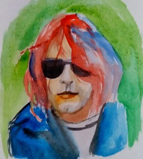 Kurt cobain, Nirvana, Grunge, Watercolor, Art Grunge Painting Ideas Easy, Grunge Watercolor Art, Grunge Painting, Kurt Cobain Nirvana, Watercolor Paintings Easy, Easy Watercolor, Water Colour, Kurt Cobain, Easy Paintings