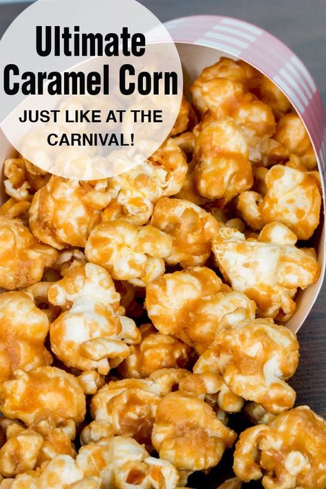 Caramel corn that's super crunchy and perfectly salty. It's just as good as the stuff you buy at the carnival or the mall. I'm so happy to be able to make it at home!  #popcorn #caramel #caramelcorn #bestcaramelcorn #bestpopcorn #carnivalfood #homemade #homemadepopcorn #snack #recipe #delicious #food Kraft Caramel Popcorn Recipe, Cheese Caramel Popcorn, Caramel Popcorn Recipe Microwave, Caramel Corn Popcorn, Oven Baked Caramel Corn, Caramel Corn Recipe No Corn Syrup, Carmel Popcorn Microwave, Recipe For Caramel Popcorn, Carmel Popcorn Twist Recipe