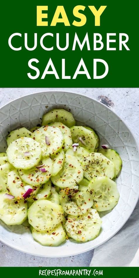 This easy cucumber salad in a crunchy, light and refreshing salad recipe that the whole family will love. Great for lunch, picnics, bbqs and summer parties. #cucumbersalad #cucumbersaladrecipe #healthycucumbersalad #cucumberrecipe #cucumberonionsalad #salad #cucumber Keto Cucumber, Asain Food, Easy Cucumber Salad, Bbq Salads, Cucumber Salad Recipe, Fantastic Recipes, Salads Recipes, Paleo Salads, Cucumber Recipes Salad