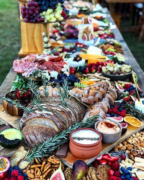 Feast for the Eyes: Epic Grazing Tables are Taking Over! | Green Wedding Shoes Grazing Table, Party Food Platters, Charcuterie And Cheese Board, Food Stations, Harvest Table, Grazing Tables, Shower Food, Food Table, Cheese Plate