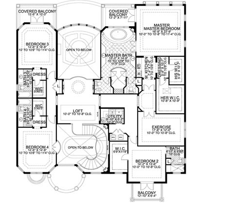 Upper/Second Floor Plan: 37-248 Maids Quarters Room, Florida Style House Plans, Italian House Plans, Italian Style House, Morning Kitchen, Florida House Plans, Coastal House Plans, Mediterranean House Plans, Italian House