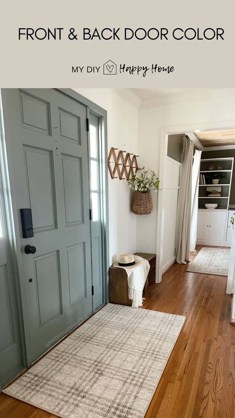 Entryway Paint, Foyer Paint Colors, Painted Shower Tile, Gray Heron, Faux Wood Paint, Garage Door Colors, Interior Front Door, Painted Front Doors, Grey Houses