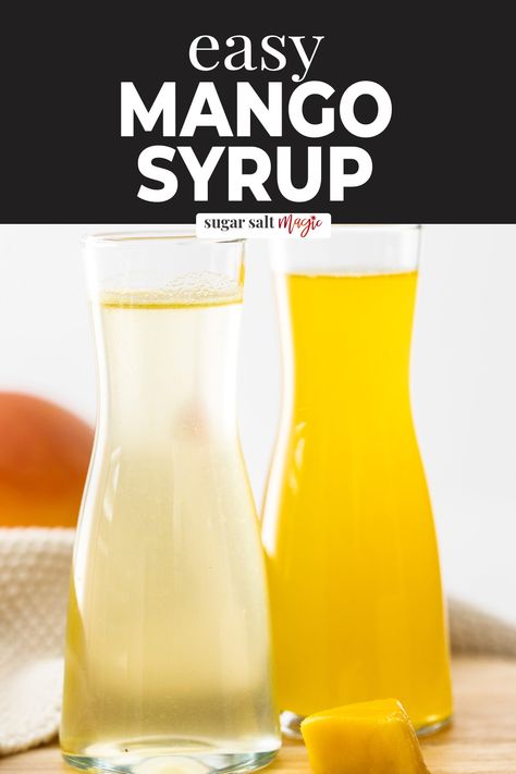 Mango syrup, with just 3 ingredients, is so easy to make. It’s the perfect simple syrup to add a tropical vibe to drinks and cocktails, cake layers, pancakes and ice cream. Give your drinks an upgrade; mango syrup is lovely in iced tea, soda water, lemonade and mocktails. For breakfast you can drizzle it over pancakes, waffles and oatmeal or for dessert try it over ice cream, panna cotta and rice pudding for a delicious sunshiny, tropical vibe. Mango Syrup Recipe, Tea Soda, Simple Syrup Recipes, Mango Syrup, Sweet Treats Desserts, Homemade Syrup, Cake Layers, Mango Fruit, Soda Water