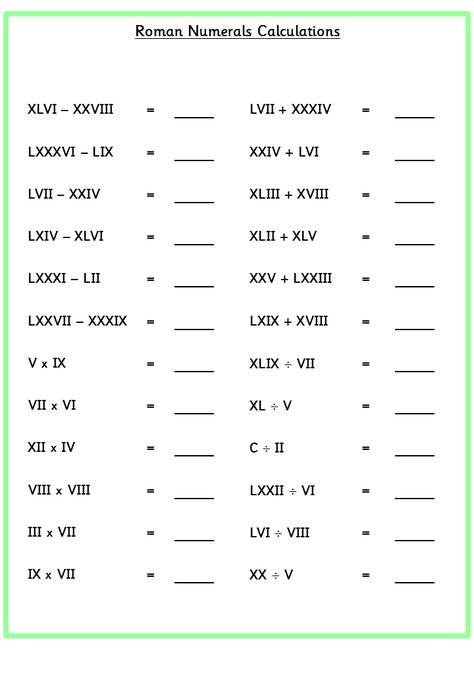 Roman-Numerals-Calculations-Expert | Multiplication Table Rimski Brojevi, Roman Counting, Roman Numerals Worksheet, I Cant Sleep Quotes, Multiplication Table Chart, Easy Math Activities, Math Olympiad, Chemistry Basics, Table Chart