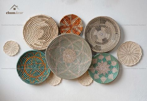 Basket Walls Boho, Boho Wall Basket Decor, Woven Basket Decor, Woven Basket Wall Decor, Boho Flat, Baskets Decor, Rattan Wall Decor, Africa Design, Wall Basket Decor