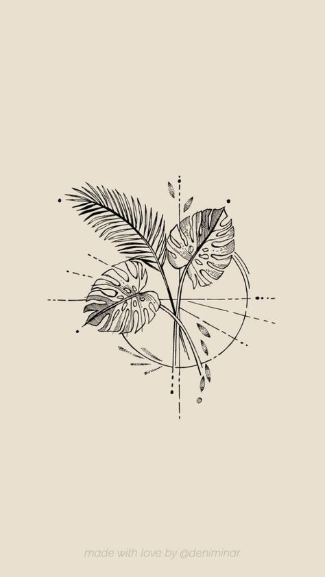 Super Trouper Tattoo, Tropical Line Tattoo, Amazon Rainforest Tattoo, Millennial Tattoo Ideas, Botanical Leaves Tattoo, Black And White Plant Tattoo, Plant Inspired Tattoos, Palm Frond Tattoos, Plants Tattoo Design