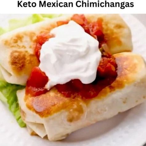 Keto Mexican Chimichangas - EASY KETO RECIPES Chimichanga Beef, Beef Chimichangas, Chimichanga Recipe, Keto Tortillas, Easy Keto Recipes, Mexican Spices, Fried Beef, Low Carb Tortillas, Carb Meals