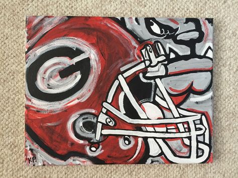 Uga Painting Ideas, Football Painting Ideas, Georgia Bulldog Drawing, Diy Georgia Bulldogs Decor, Uga Painting, Georgia Painting Ideas, Uga Painting Canvases, Uga Crafts Diy Georgia Bulldogs, Georgia Bulldogs Painting