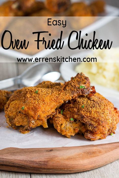 Who doesn’t love fried chicken? Making a healthy alternative that’s easy to prepare is even better! This recipe uses, chicken thighs & legs that have a crispy coating that's really tasty with virtually no added fat #ErrensKitchen #friedchicken #chickenrecipes #chickenfoodrecipes #chickendinner #chickendishes #easyrecipe #easycookingrecipes #easycooking #easycookingrecipes #dinner #dinnerrecipes #dinnerideas #quickandeasy #simplerecipes #dinnertime #tastyrecipesfordinner Easy Oven Chicken Recipes, Oven Fried Chicken Legs, Easy Oven Fried Chicken, Healthy Fried Chicken, Oven Fried Chicken Recipes, Crispy Oven Fried Chicken, Crispy Oven Fries, Fried Chicken Legs, Low Fat Chicken