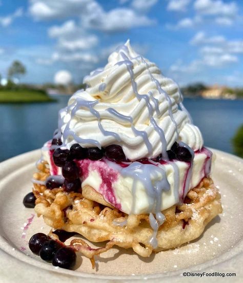 BEST of the FEST! What to Eat and Drink at the 2021 EPCOT International Flower & Garden Festival! | the disney food blog Mini Funnel Cakes, Ice Cream Sandwich Bar, Lemon Blueberry Cake, Cheesecake Ice Cream, Disneyland Food, Disney World Food, Blueberry Lemon Cake, Pecan Cake, Garden Festival