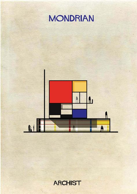 Image 3 of 28 from gallery of ARCHIST: Illustrations of Famous Art Reimagined as Architecture. Courtesy of Federico Babina Federico Babina, Mondrian Art, Istoria Artei, Josef Albers, Famous Artwork, Architectural Drawing, Piet Mondrian, Art Et Illustration, Architecture Illustration