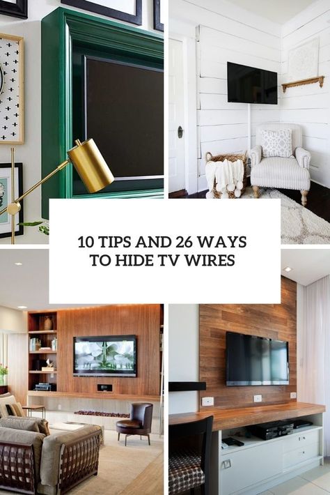 10 Tips And 26 Ways To Hide TV Wires - DigsDigs Mounted Tv Apartment, Ideas To Hide Tv Cords, Ideas To Hide Tv, Tv Wire Cover, Tv Apartment, Hide Tv Cords, Hide Tv Cables, Wood Storage Unit, Hide Tv