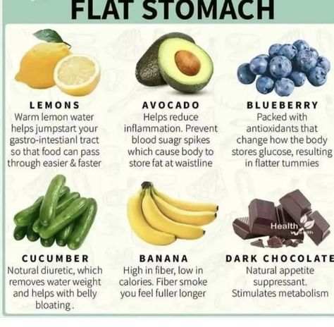 Flat Stomach Foods, Food Health Benefits, Healthy Lifestyle Food, Healing Food, Good Health Tips, Flat Stomach, Lemon Water, Fat Burning Foods, Smoothie Diet